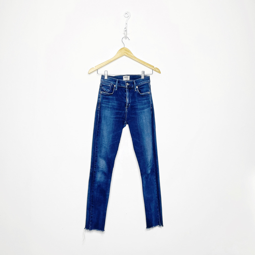 AGOLDE Sophie High Rise Crop Skinny Jean Raw Hem claremont dark wash Womens 24
